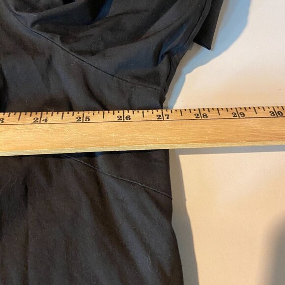 Misook Women 1X Tunic Blouse Minimalist Black 3/4 Sleeve Cutouts Button Up Top - Picture 7 of 10